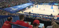 The project team of the Chair of Performance Analysis and Sports Informatics in action at the Beach Volleyball World Championships 2019 in Hamburg